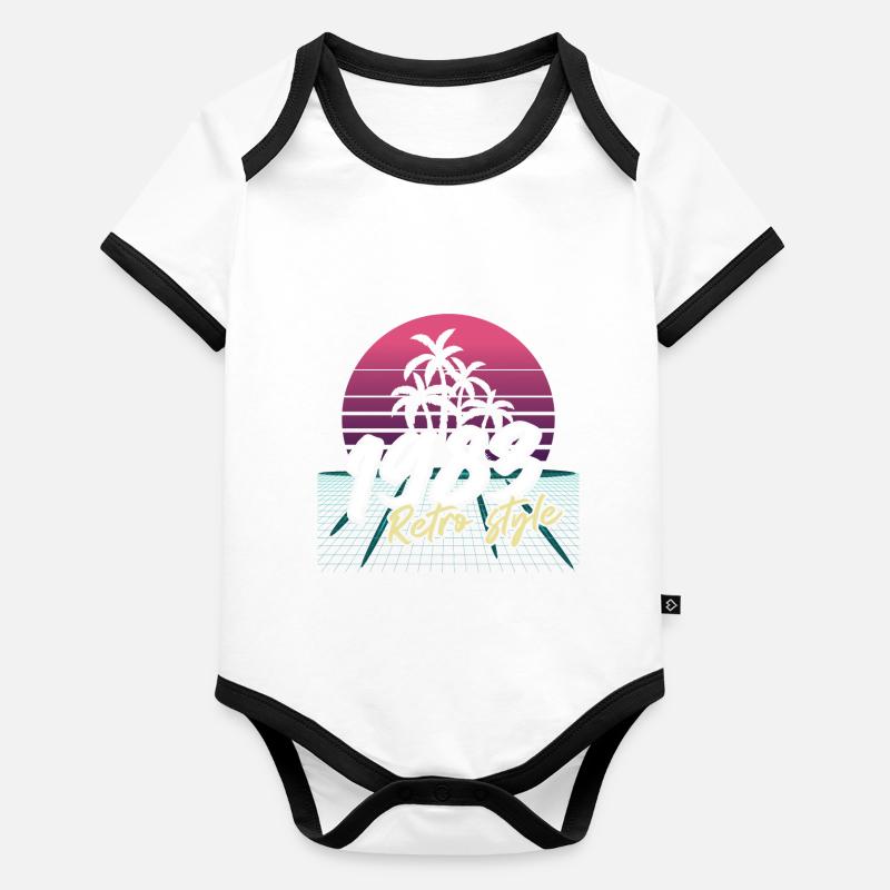 SW 1983 style rétro Body Bébé bio contrasté manches courtes