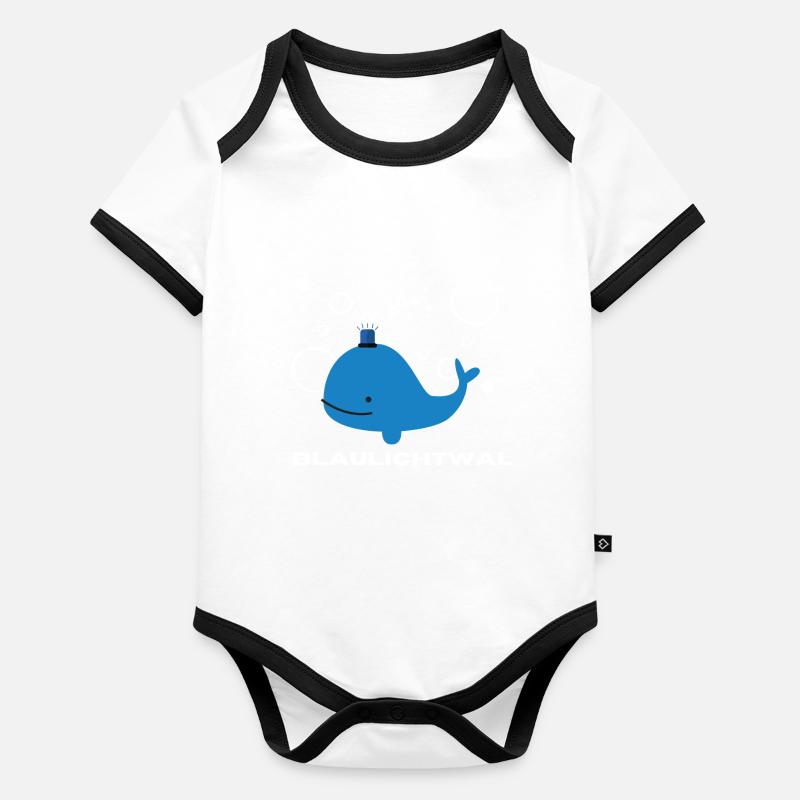 Blaulichtwal mit Luftblasen | Geschenk, Idee - Baby Bio-Kurzarm-Kontrastbody - undefined