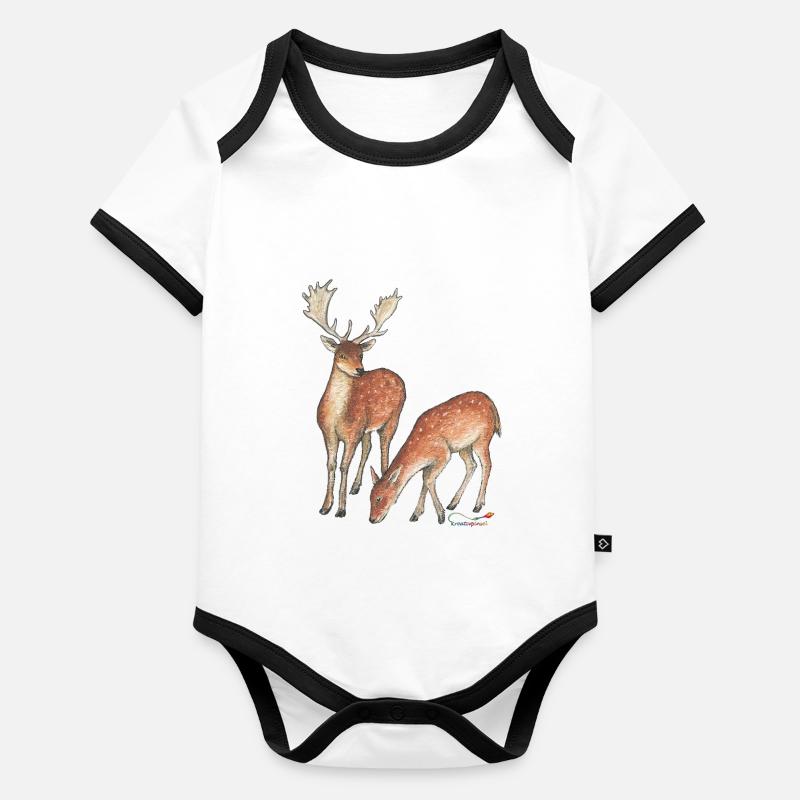 Daims et biche Body Bébé bio contrasté manches courtes