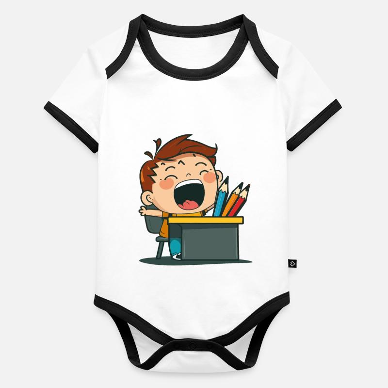 Écolier excité Body Bébé bio contrasté manches courtes