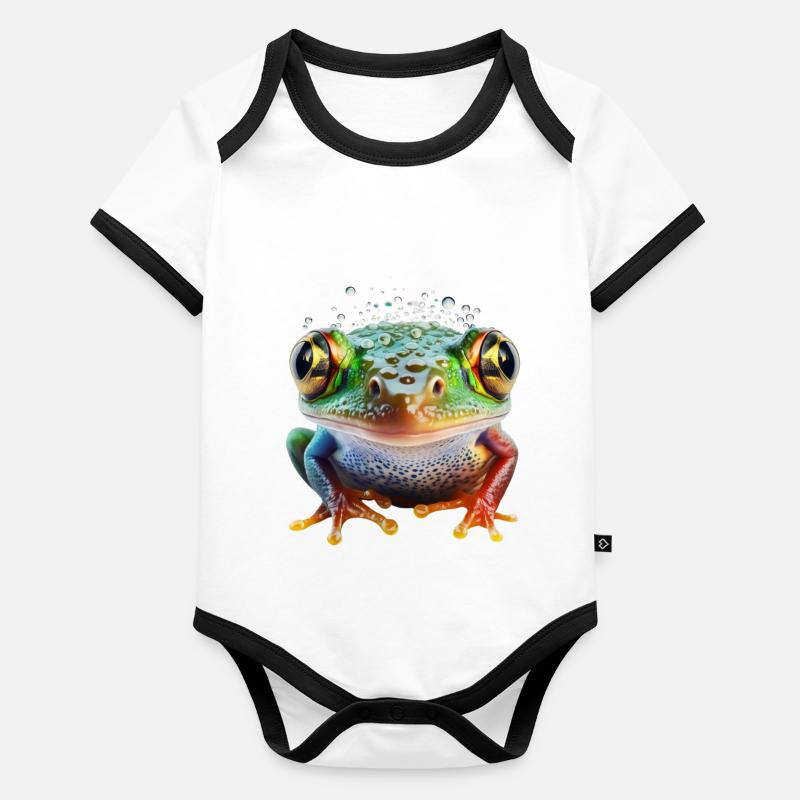 Grenouille Body Bébé bio contrasté manches courtes