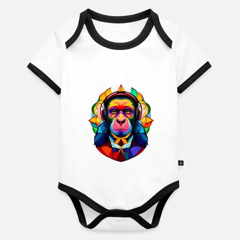 Affe Baby Bio-Kurzarm-Kontrastbody