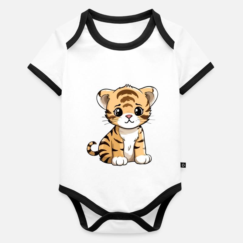 Loko le bébé tigre Body Bébé bio contrasté manches courtes