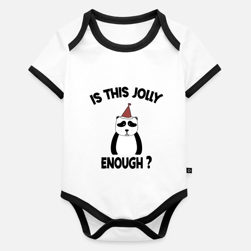 Is This Jolly Enough Funny Panda Christmas Light Body Bébé bio contrasté manches courtes