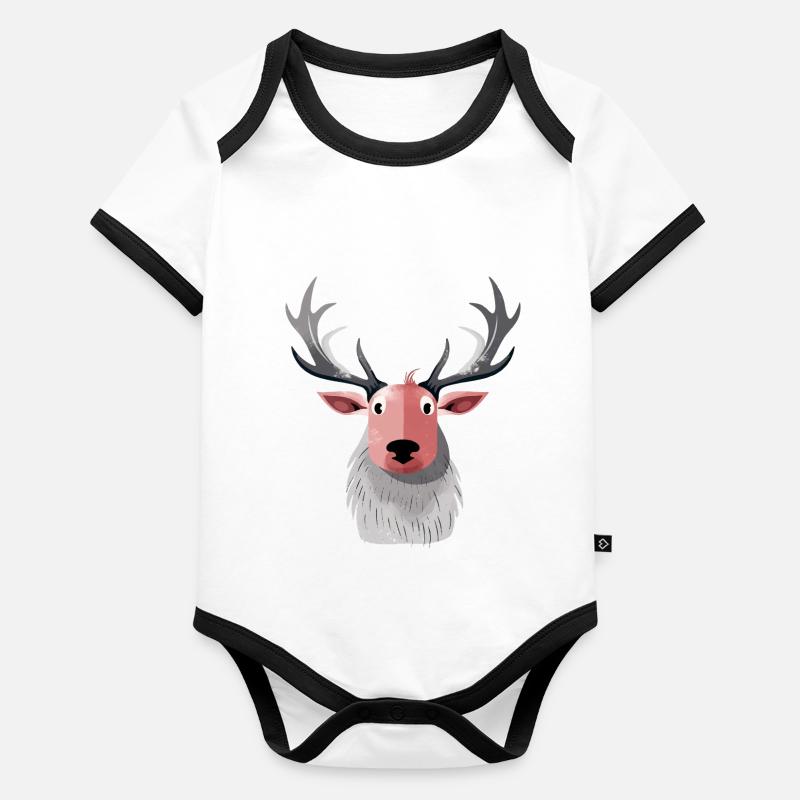 Bill the Christmas Reindeer Organic Baby Contrasting Bodysuit