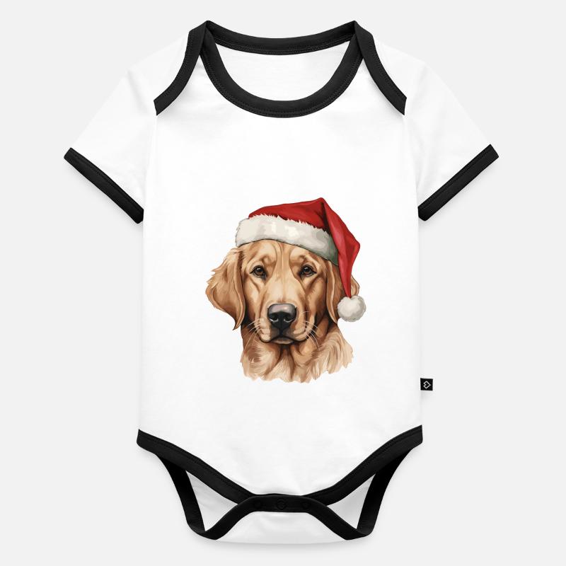 Labrador Merry Christmas Baby Bio-Kurzarm-Kontrastbody