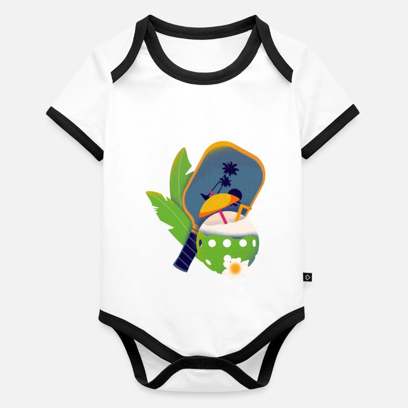 Tropical Pickleball Organic Baby Contrasting Bodysuit