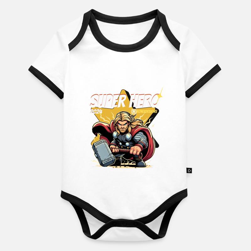 Super-héros Body Bébé bio contrasté manches courtes