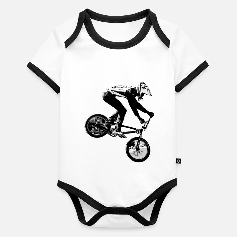 BMX Bicross Race Racing Old School Organic Baby Contrasting Bodysuit