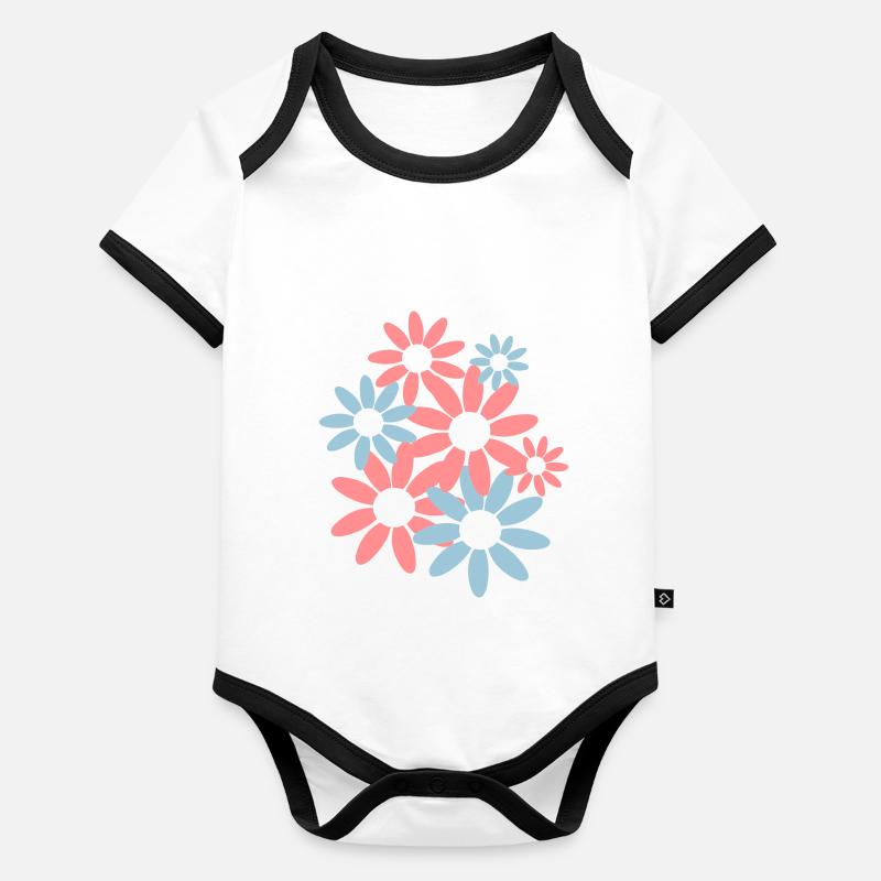 Fleurs de printemps Body Bébé bio contrasté manches courtes