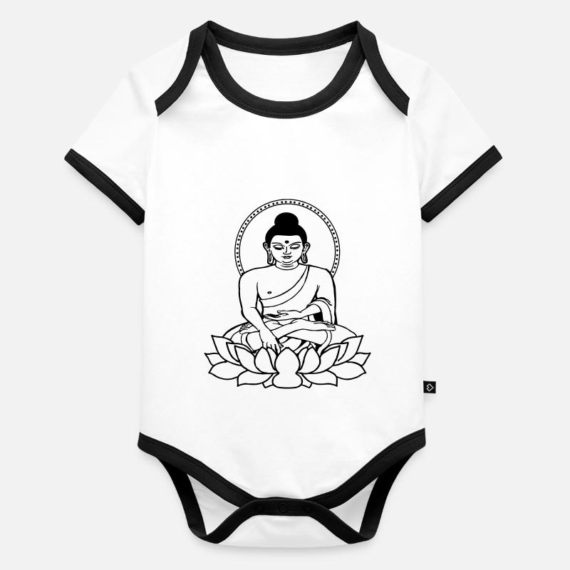 Buddha sitting eu Organic Baby Contrasting Bodysuit