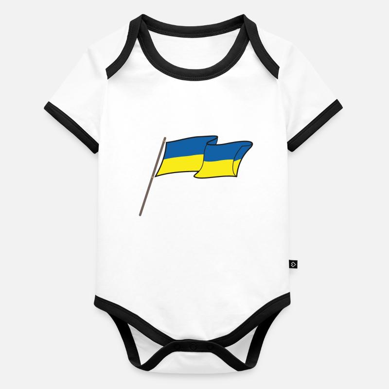 drapeau Ukraine Body Bébé bio contrasté manches courtes