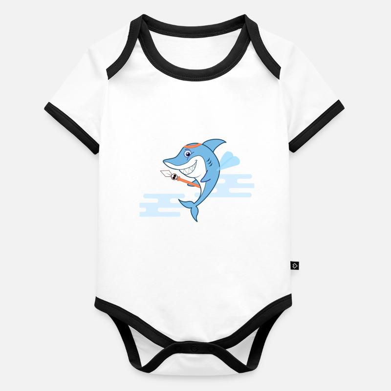 Le garde du corps Shark Body Bébé bio contrasté manches courtes