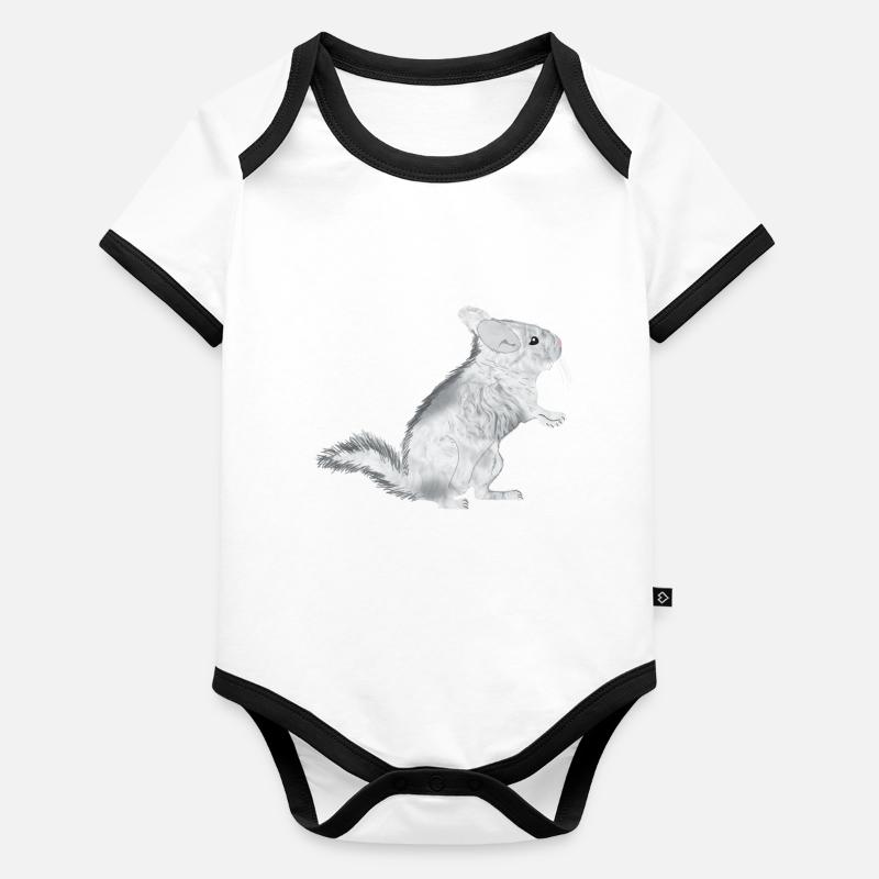 Chinchilla albinos Body Bébé bio contrasté manches courtes