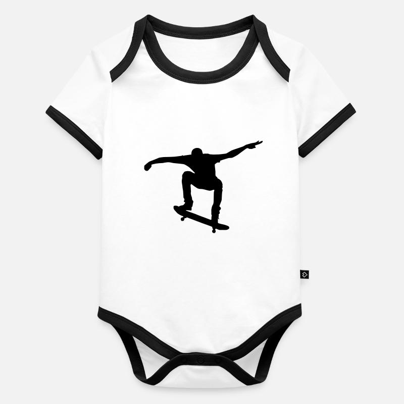Silhouette de patineur Body Bébé bio contrasté manches courtes