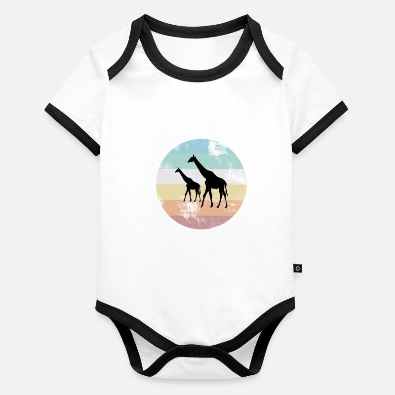 Girafe Girafon Body Bébé bio contrasté manches courtes