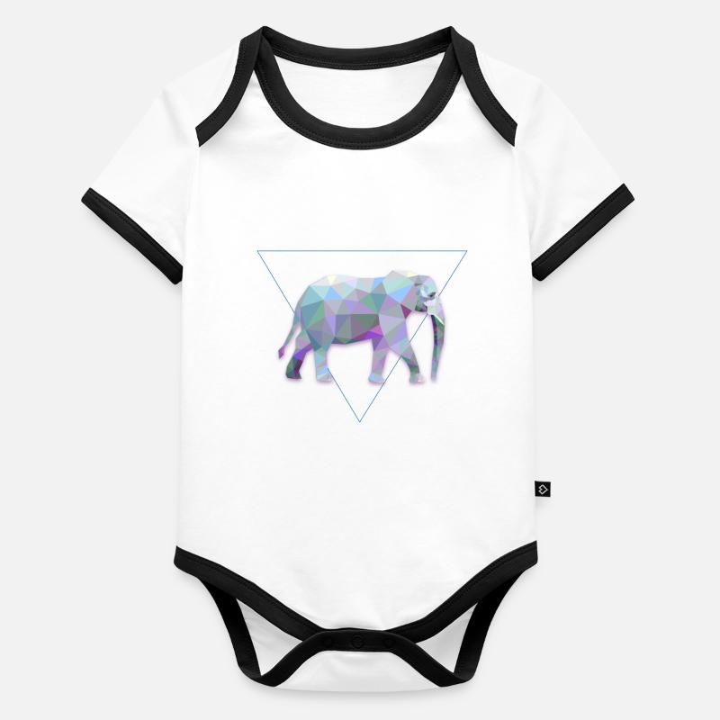 Design Eléphant-coin Body Bébé bio contrasté manches courtes