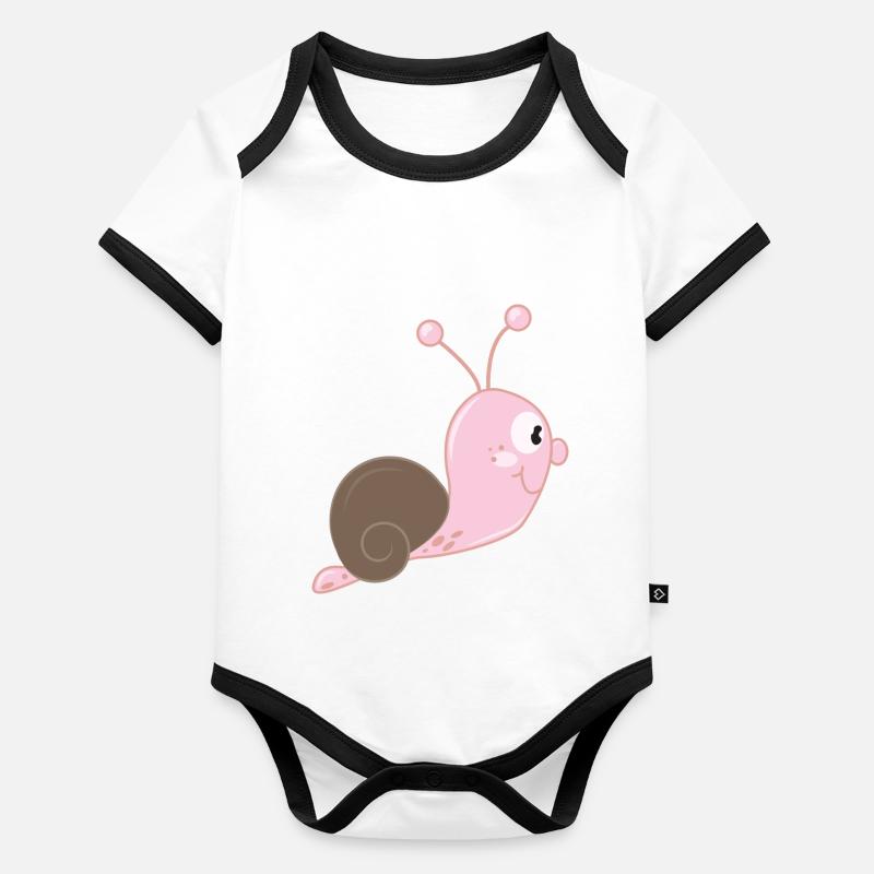 doux rose de bande dessin animé escargot Body Bébé bio contrasté manches courtes