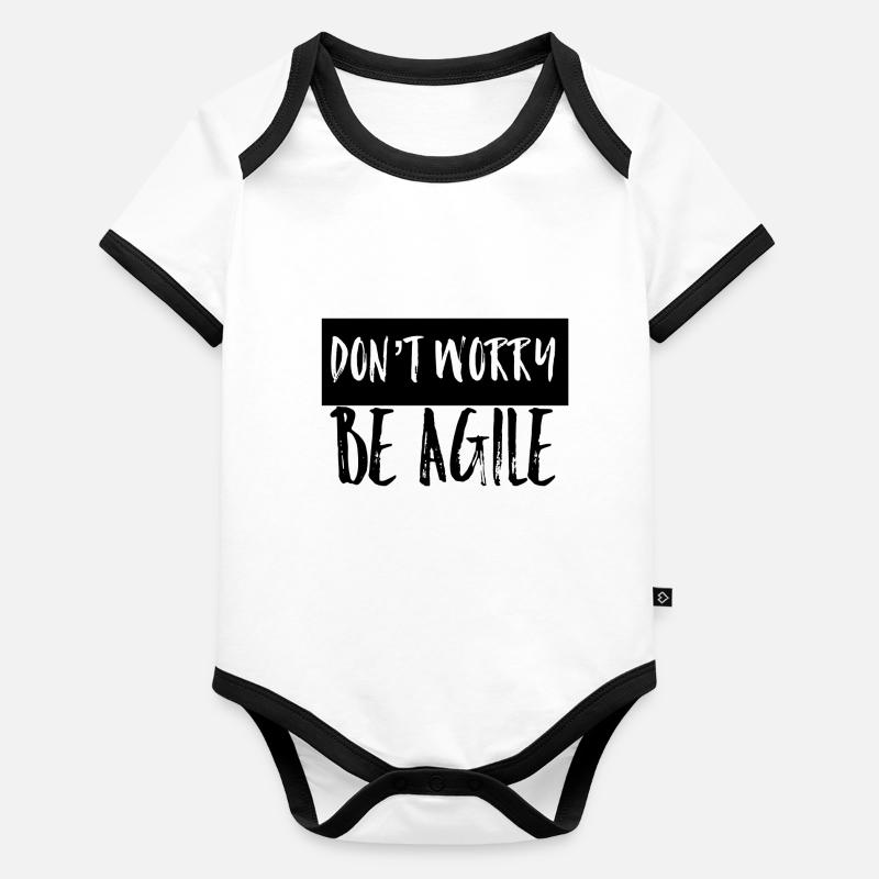 Don’t worry be agile Body Bébé bio contrasté manches courtes