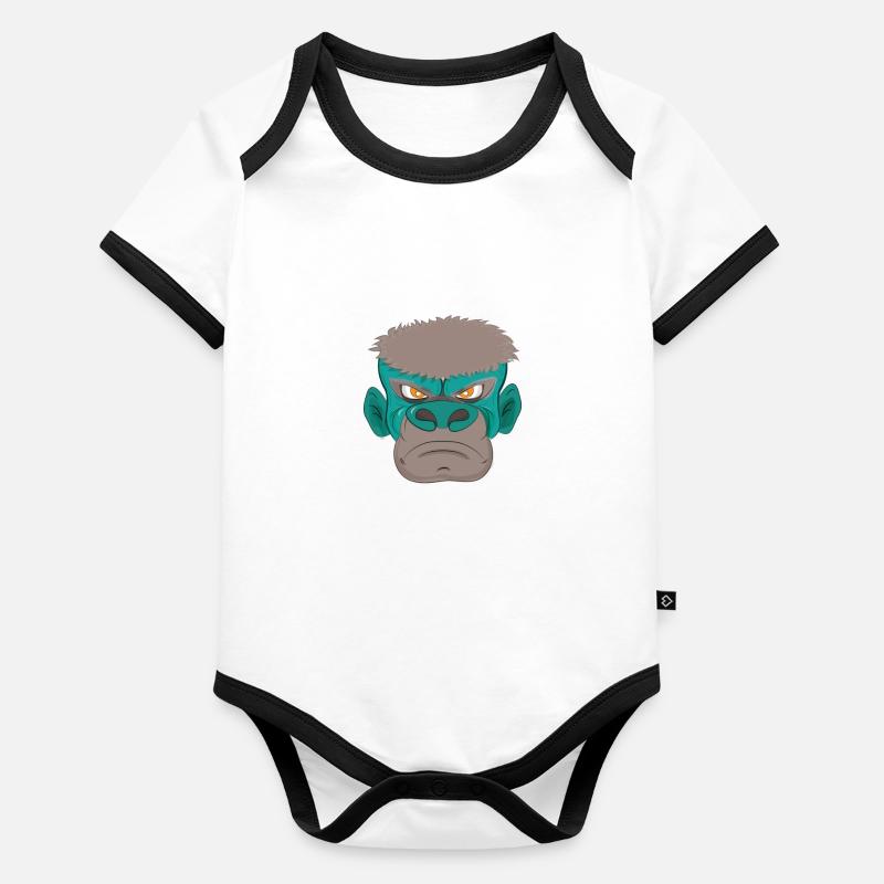 Gorille en colère Body Bébé bio contrasté manches courtes