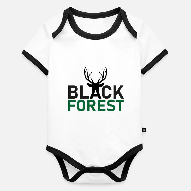 Forêt Noire - Cerf inclus Body Bébé bio contrasté manches courtes