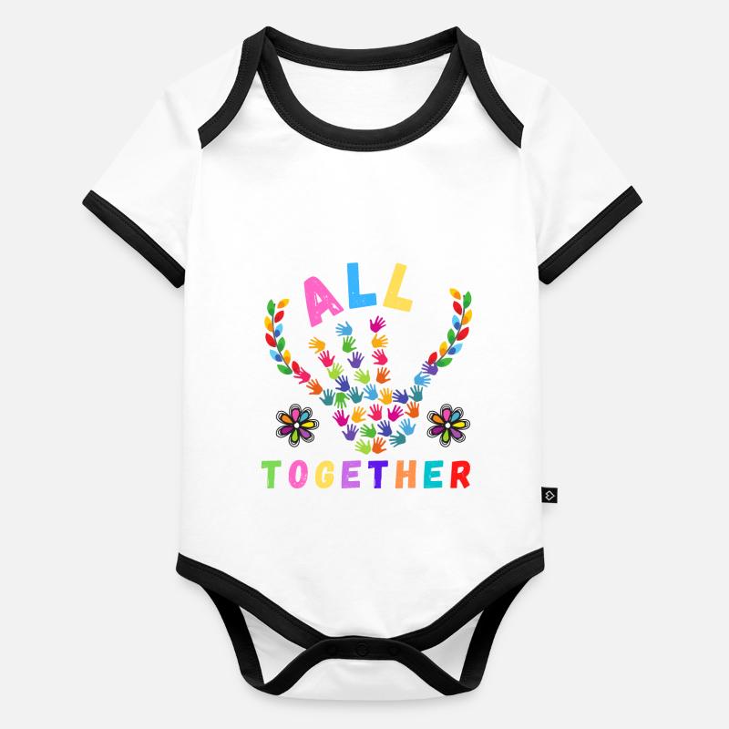 Love Rainbow Rain ALL TOGETHER Organic Baby Contrasting Bodysuit