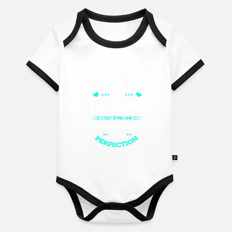 LAURINE PARFAITE - NOM LAURINE Body Bébé bio contrasté manches courtes