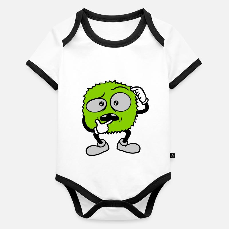 Monstre au visage sceptique comique Body Bébé bio contrasté manches courtes