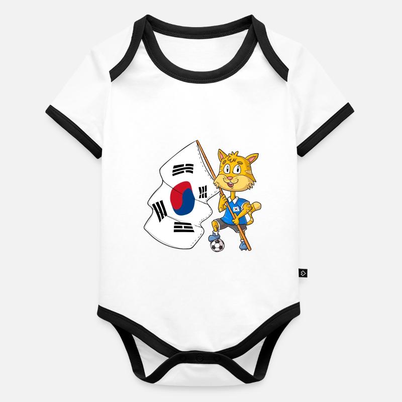 Chat fan sud-coréen Body Bébé bio contrasté manches courtes