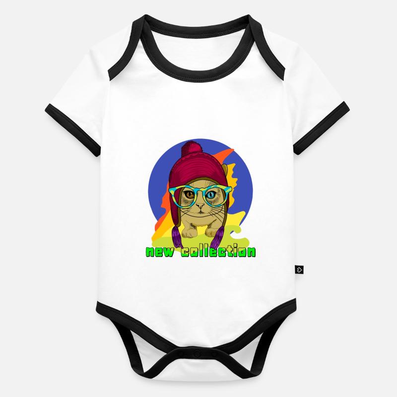 Cat collection Organic Baby Contrasting Bodysuit