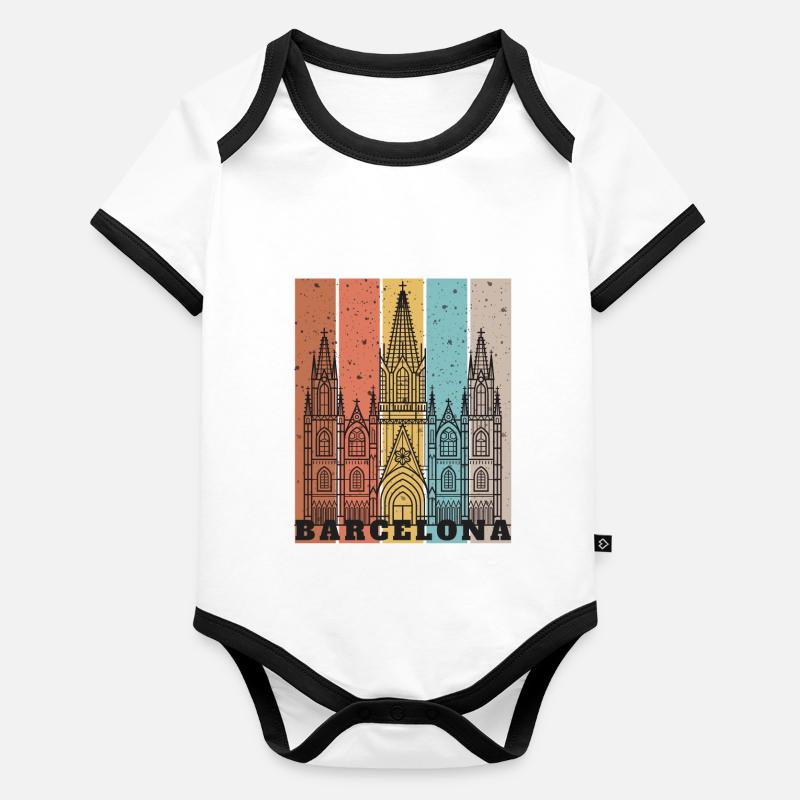 Couleur de Barcelone Body Bébé bio contrasté manches courtes