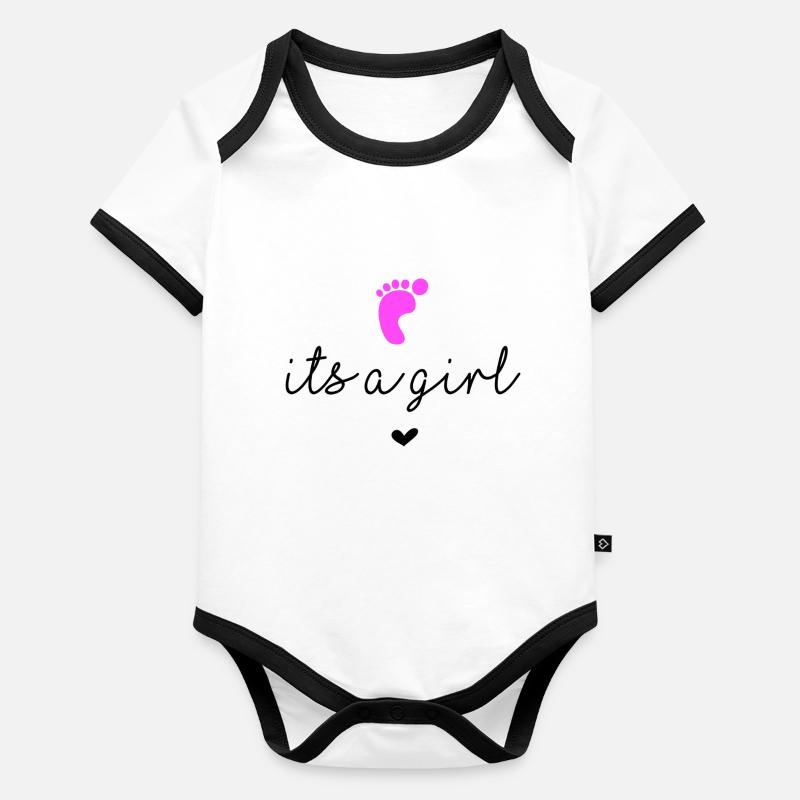 Genderreveal "Its a girl" Baby Bio-Kurzarm-Kontrastbody