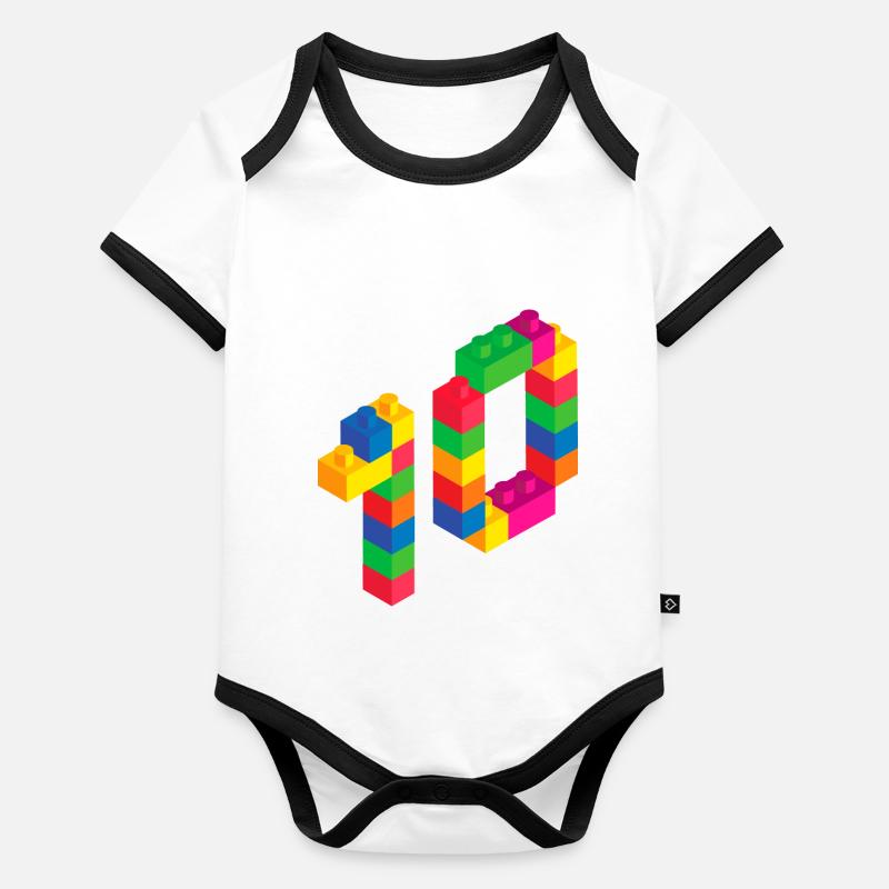 Bâtiment en bloc mignon 10e anniversaire Cadeau 10 ans Body Bébé bio contrasté manches courtes
