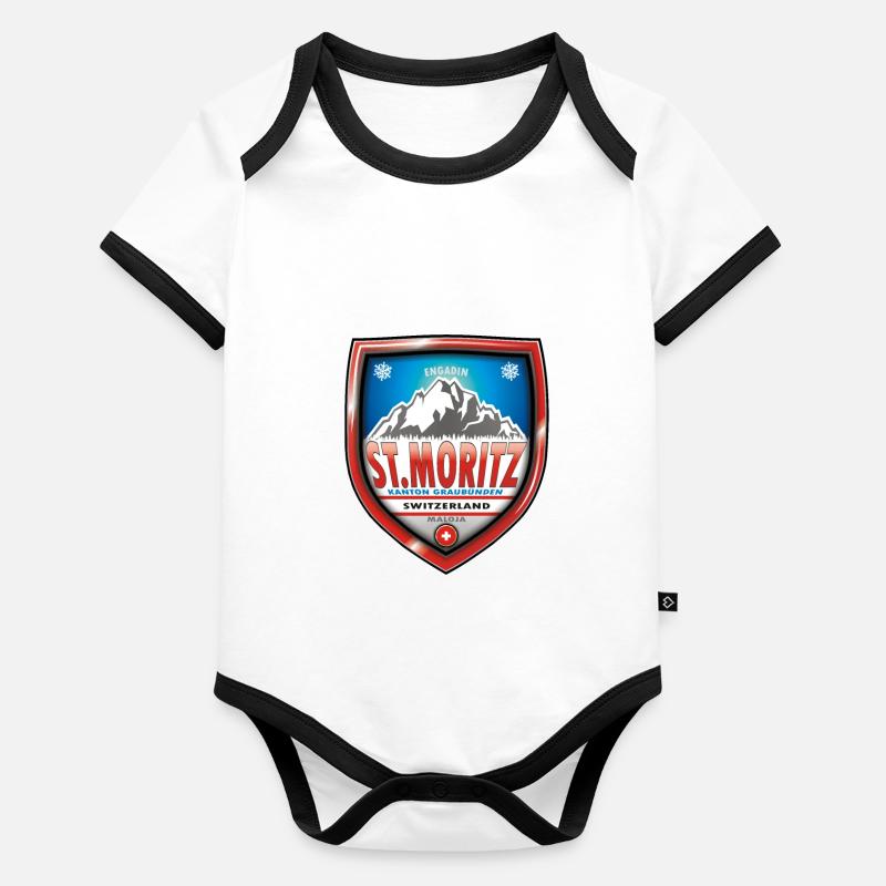 St. Moritz Suisse Body Bébé bio contrasté manches courtes