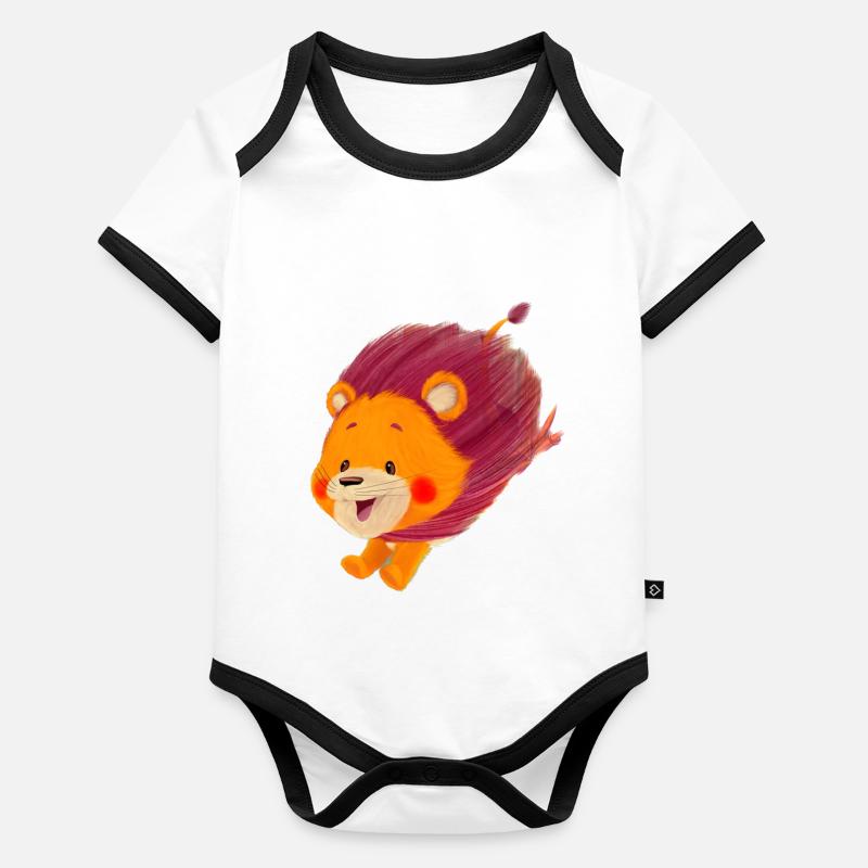 Lio Löwe springt - Baby Bio-Kurzarm-Kontrastbody - undefined
