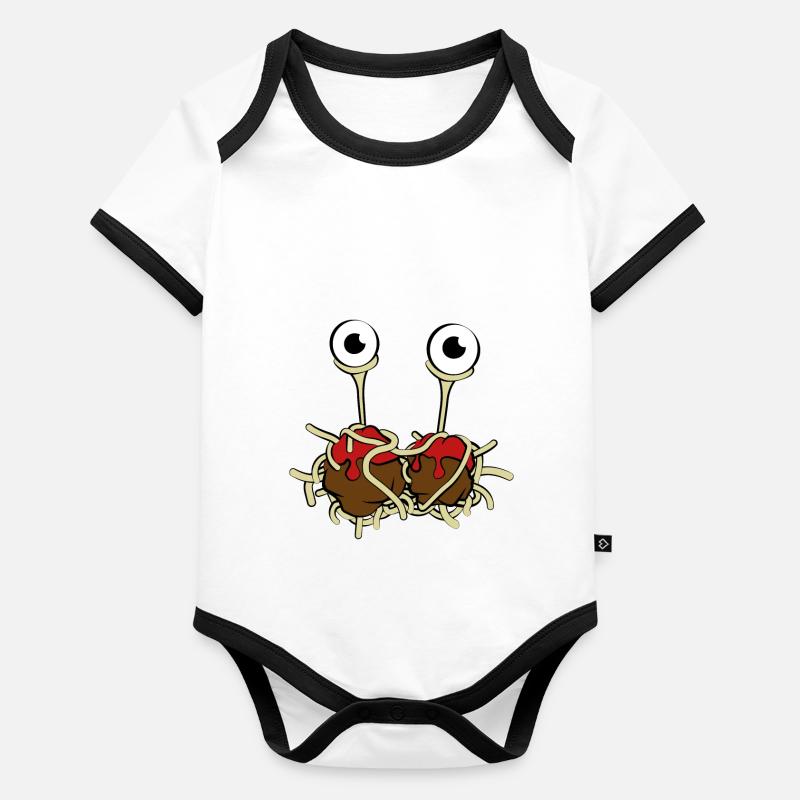 Monstre spaghetti volant Body Bébé bio contrasté manches courtes