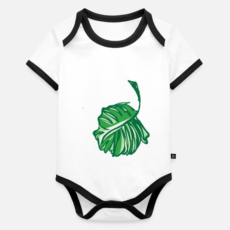 Nature - Feuille verte Body Bébé bio contrasté manches courtes