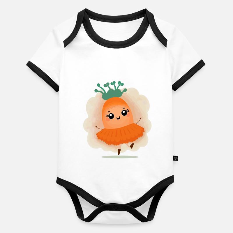 Ballet de la carotte Body Bébé bio contrasté manches courtes