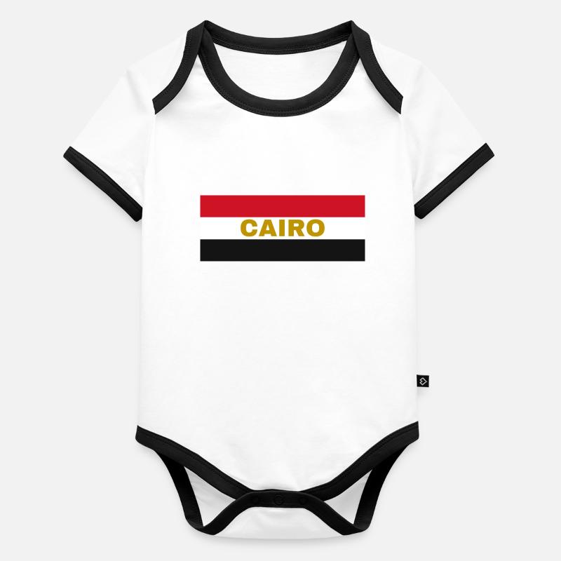 La ville du Caire aux couleurs du drapeau égyptien Body Bébé bio contrasté manches courtes