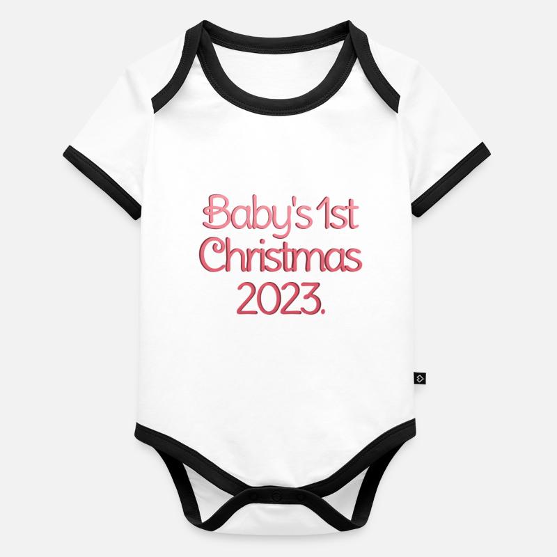 Babys first Christmas 2023 Baby Bio-Kurzarm-Kontrastbody
