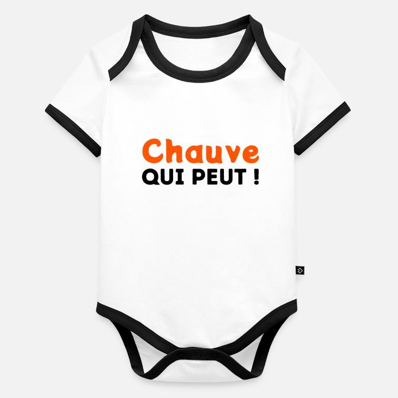 Chauve qui peut ! Body Bébé bio contrasté manches courtes