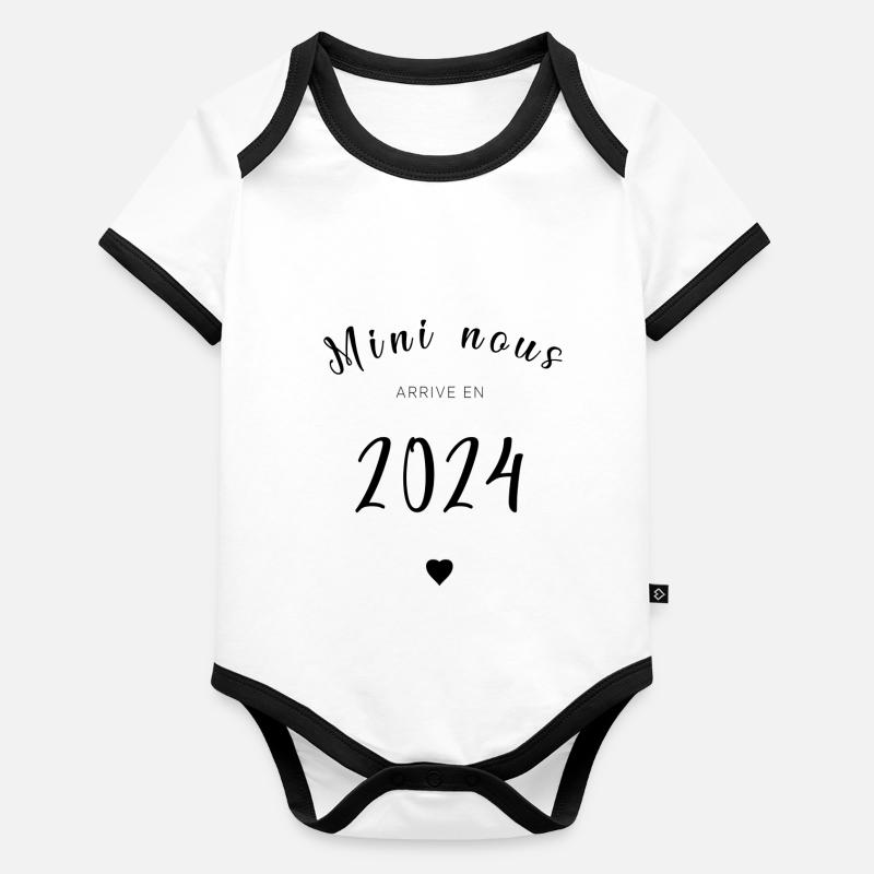 Bébé arrive en 2024 ! Body Bébé bio contrasté manches courtes