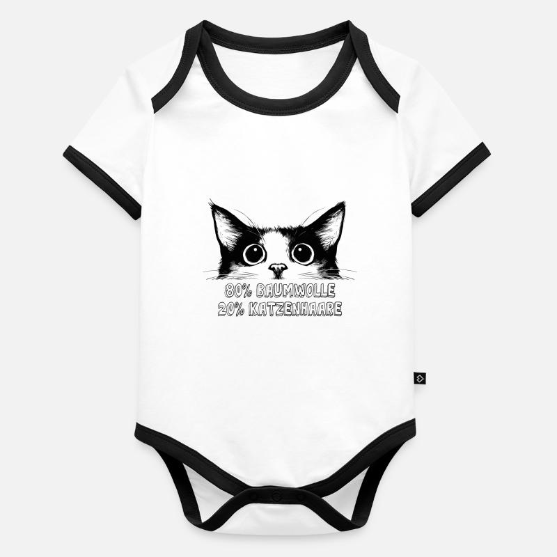 Chat 80 % coton 20 % poils de chat Dicton drôle Body Bébé bio contrasté manches courtes