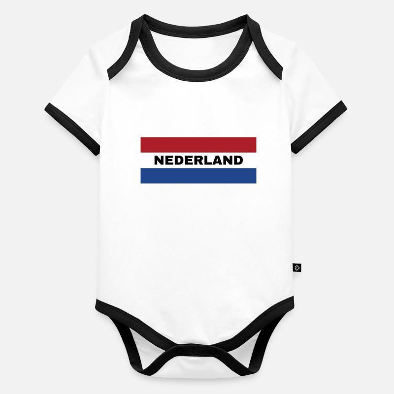 Drapeau néerlandais Body Bébé bio contrasté manches courtes