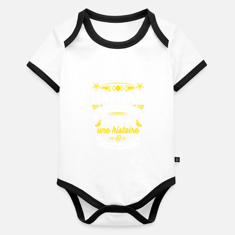 NATHAN UN NOM UNE FIERTÉ AUCUN RIVAL Body Bébé bio contrasté manches courtes