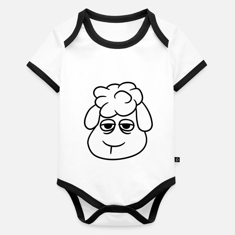 Sheep Tired Bored Blank Look Head Face Organic Baby Contrasting Bodysuit