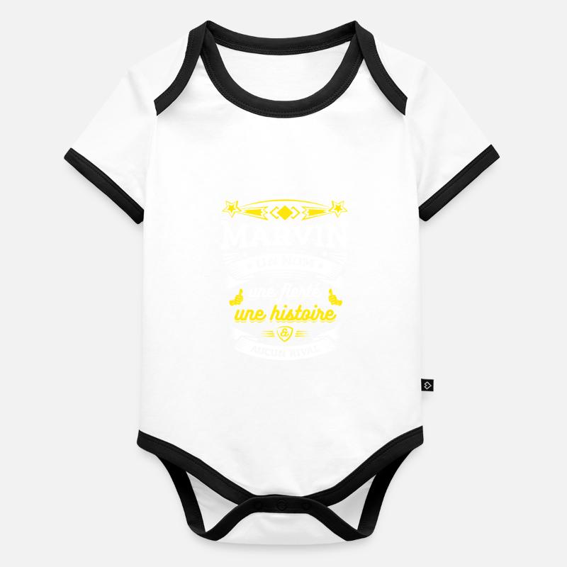 MARVIN PARFAIT - PRENOM MARVIN Body Bébé bio contrasté manches courtes