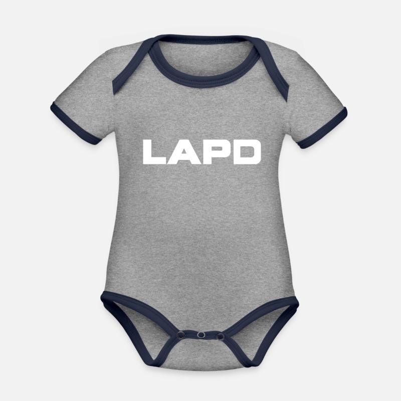 LAPD - Body Bébé bio contrasté manches courtes - gris chiné/bleu marine