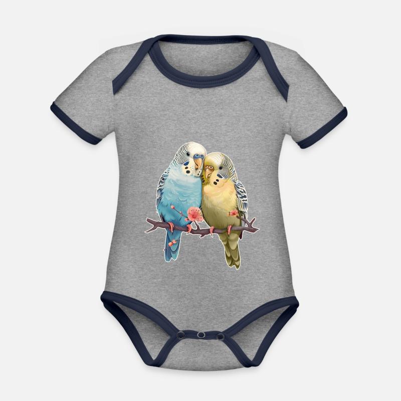 Budgies - Organic Baby Contrasting Bodysuit - heather grey/navy