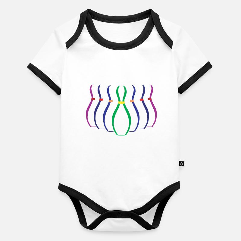 Bowling Bowling Pins Body Bébé bio contrasté manches courtes